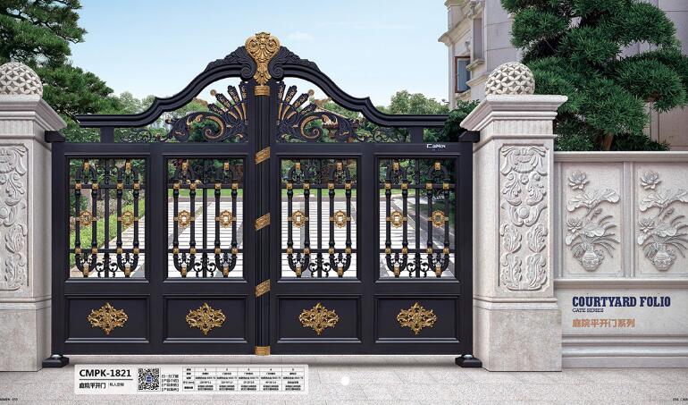 财门铝艺大门在深圳新力上园大门口展示